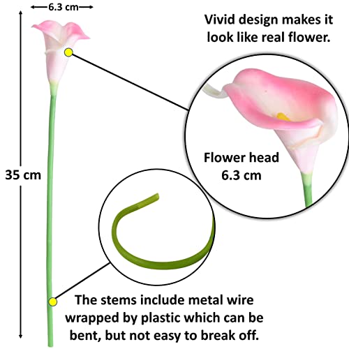 Tdas Artificial Lily Flowers Plants Home Decor Items Flower Plant for vase Living Room Hall Bedroom Decorative Decoration - 34 CM Long (Pot Not Included) (Baby Pink, 5 Pcs) - Image 4