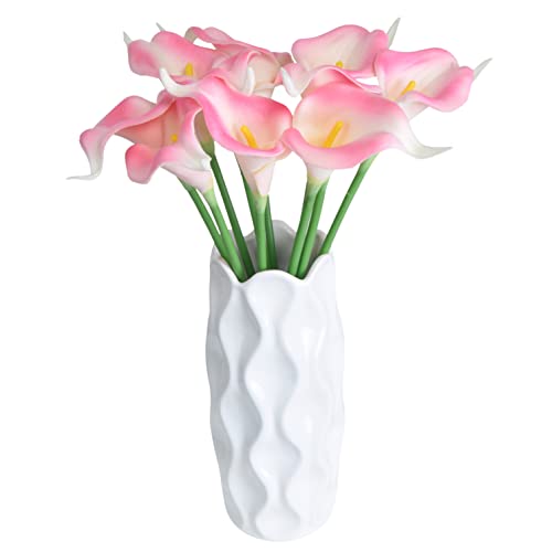 Tdas Artificial Lily Flowers Plants Home Decor Items Flower Plant for vase Living Room Hall Bedroom Decorative Decoration - 34 CM Long (Pot Not Included) (Baby Pink, 5 Pcs) - Image 1