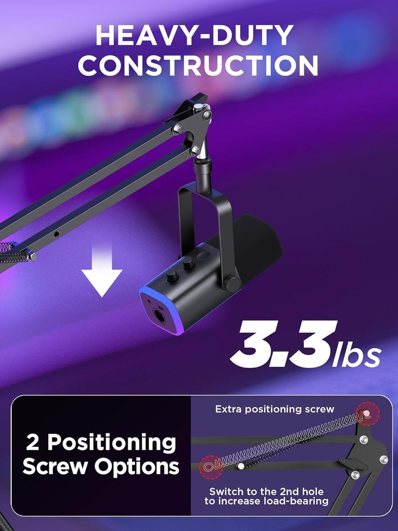 InnoGear Microphone Stand Mic Boom Arm for Blue Yeti HyperX QuadCast S SoloCast Snowball Fifine K669B and other Mic, with Shock Mount Windscreen Pop Filter Mic Clip Holder Cable Ties, Medium - Image 2