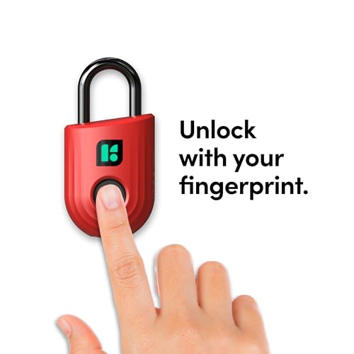 igloohome Padlock Lite Red Keyless Fingerprint Padlock with Mobile App iOS Android Water Resistant for Lockers Homes and Storage Spaces TypeC Rechargeable - Image 3