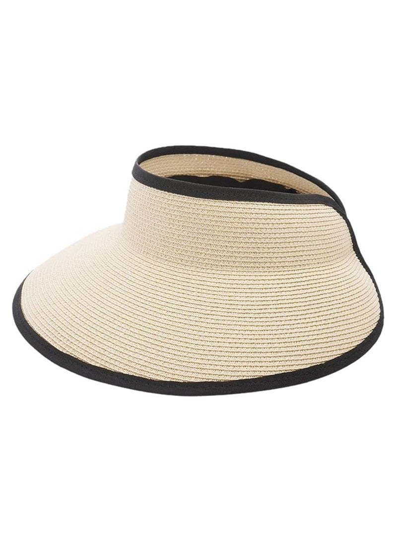 Goolsky Sun Visor Hats for Women, Women's Summer Ponytail Foldable Straw Beach Hat with UPF 50+ - Image 3
