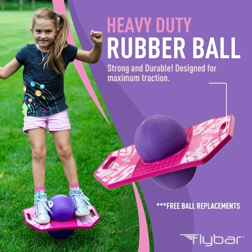 Flybar كرة بوجو فليبار للأطفال، لوح قفز خدع للأولاد والبنات من عمر 6 سنوات فما فوق، بحد أقصى 160 رطل، يشمل مضخة، مقبض سهل الحمل، منصة بلاستيكية متينة، لعبة بوجو قافز داخلية وخارجية (توت وردي 2) - Image 5