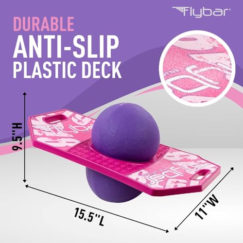 Flybar كرة بوجو فليبار للأطفال، لوح قفز خدع للأولاد والبنات من عمر 6 سنوات فما فوق، بحد أقصى 160 رطل، يشمل مضخة، مقبض سهل الحمل، منصة بلاستيكية متينة، لعبة بوجو قافز داخلية وخارجية (توت وردي 2) - Image 4