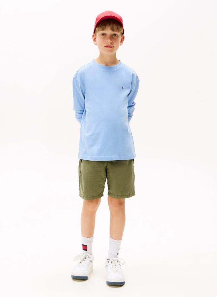 تومي هيلفيغر تيشيرت أساسي بأكمام طويلة ورقبة دائرية للأطفال - Image 3