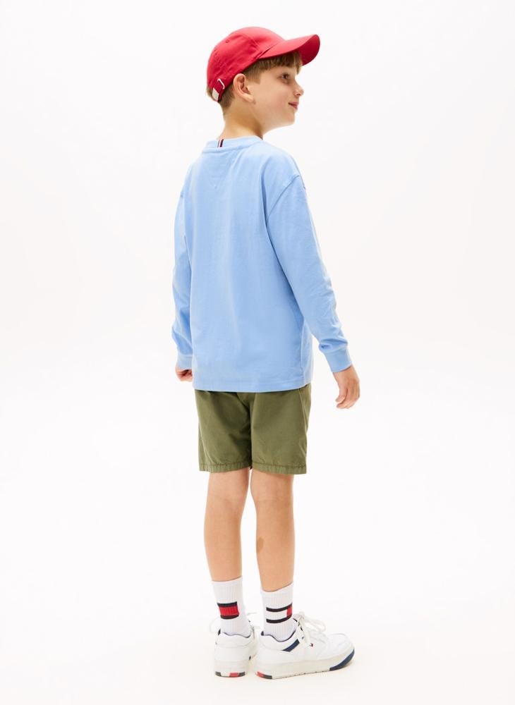 تومي هيلفيغر تيشيرت أساسي بأكمام طويلة ورقبة دائرية للأطفال - Image 2