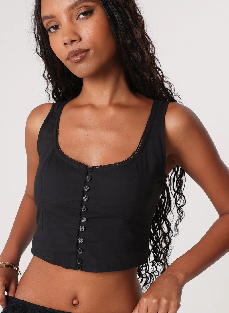 Pink Vanilla Button Front Corset Top