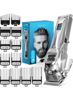 OVLUX OVLUX Professional Cordless Hair Clippers for Men Rechargeable Full Metal Beard Trimmer Barbers Trimmer Ideal Gift for Men Dad  Silver 