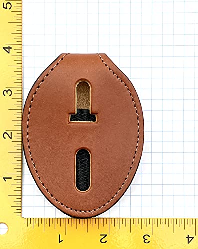 Perfect Fit Shield Wallets Perfect Fit Universal Oval Police Badge Holder Shield with Metal Belt Clip and Bead Chain Necklace, Hook and Loop Closure, Tan Leather - Image 3