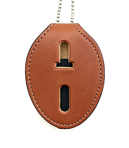 Perfect Fit Shield Wallets Perfect Fit Universal Oval Police Badge Holder Shield with Metal Belt Clip and Bead Chain Necklace, Hook and Loop Closure, Tan Leather - Image 5