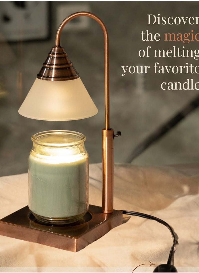 Hestia - Magic Candle Warmer Lamp by Hestia, Electric Height Adjustable Heater, Stainless Steel Brass Candle Melter, Melts up to 7.5" Large Size Jars (TIMER, ROSE-GOLD) - Image 1