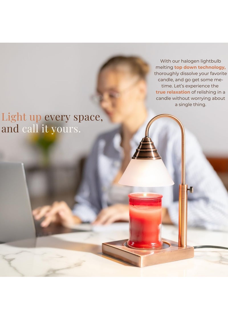 Hestia - Magic Candle Warmer Lamp by Hestia, Electric Height Adjustable Heater, Stainless Steel Brass Candle Melter, Melts up to 7.5" Large Size Jars (TIMER, ROSE-GOLD) - Image 1