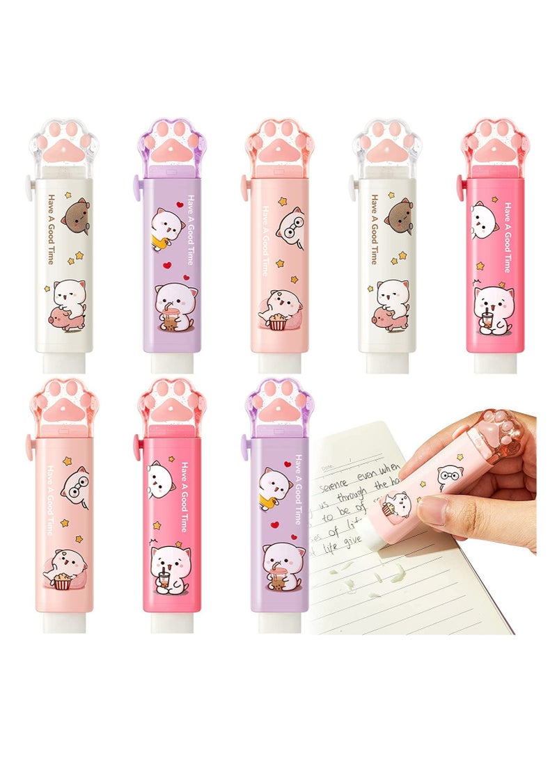 SOLARAE Erasers Cat Paw Shaped Cute Push Pull Design Retractable Erasers Pastel Aesthetic Erasers Pencil Kawaii Eraser Cute Rubber for Kids Students School Office Stationery Supplies 8 Pcs - Image 1