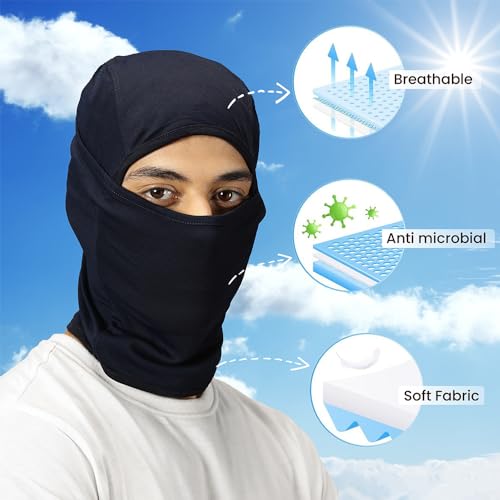 BLUE TYGA Unisex Polyester Sunscreen Balaclava with UV Protection Pack of 3 | Full Face Mask for Riders | UPF 50+ Protection Facekini in Black, Charcoal, Navy, Free Size - Image 2