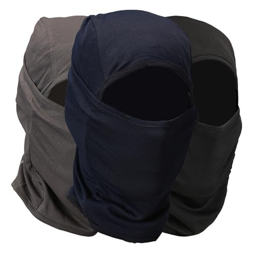 BLUE TYGA Unisex Polyester Sunscreen Balaclava with UV Protection Pack of 3 | Full Face Mask for Riders | UPF 50+ Protection Facekini in Black, Charcoal, Navy, Free Size - Image 1