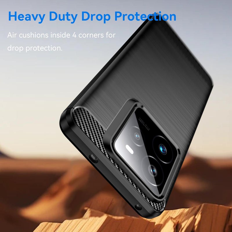 HuHa Case Cover For Realme GT 7 Pro Carbon Fiber Brushed Texture TPU Phone Case(Black) - Image 3