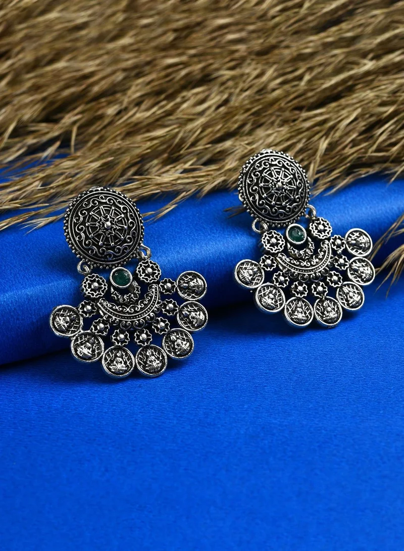 SOHI Silver Plated Designer Drop Earring