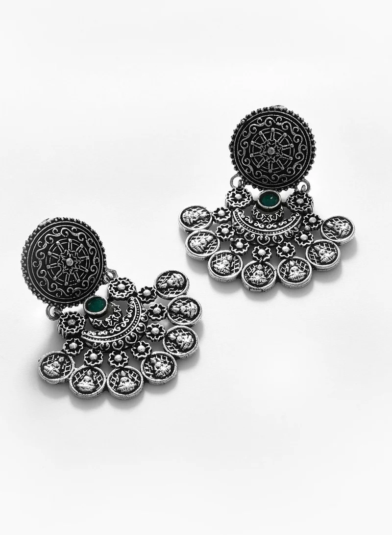 SOHI Silver Plated Designer Drop Earring