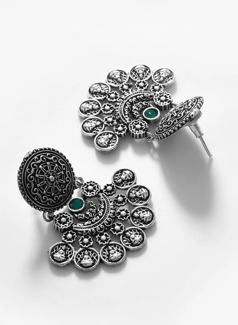 SOHI Silver Plated Designer Drop Earring