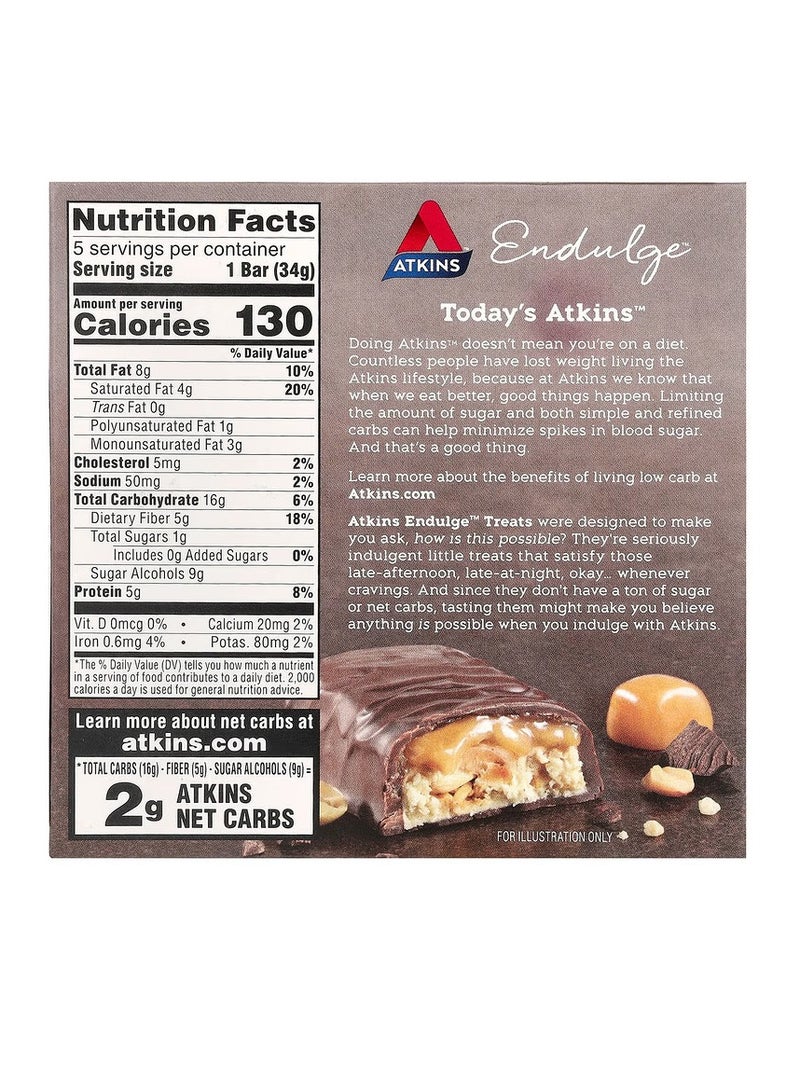 Atkins Caramel Nut Chew Bar 5 Bars 1.2 oz 34 g Each - Image 2