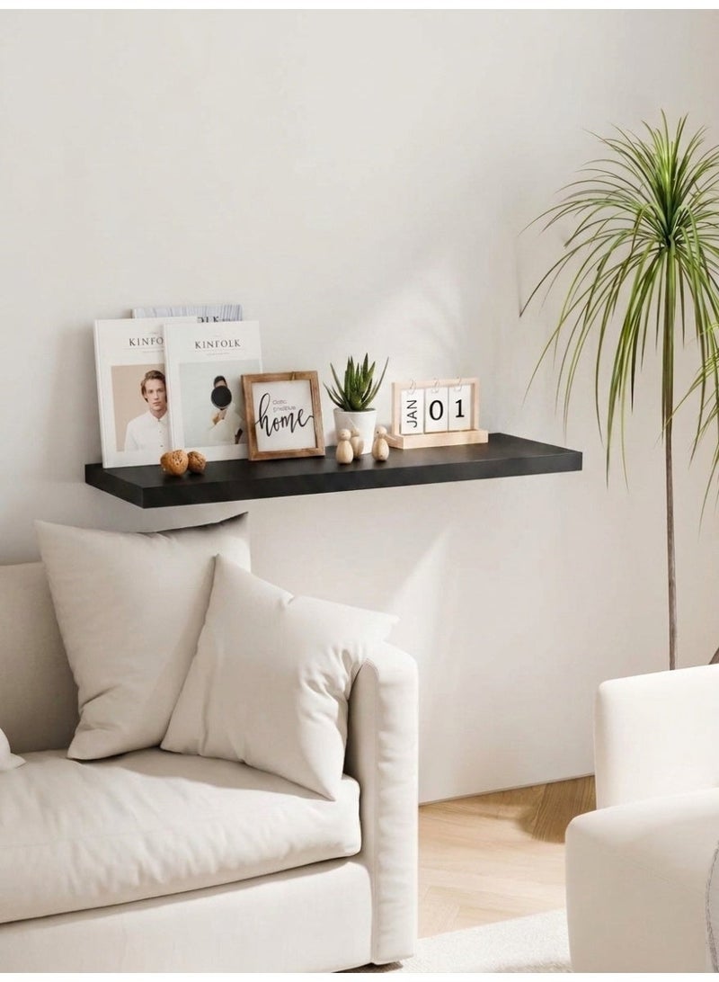 Living 120cm Black Floating Wall Storage Shelf | Straight Invisible Bracket Shelf | Practical Organizing Unit for Kitchen, Bathroom & Living Room - Image 1