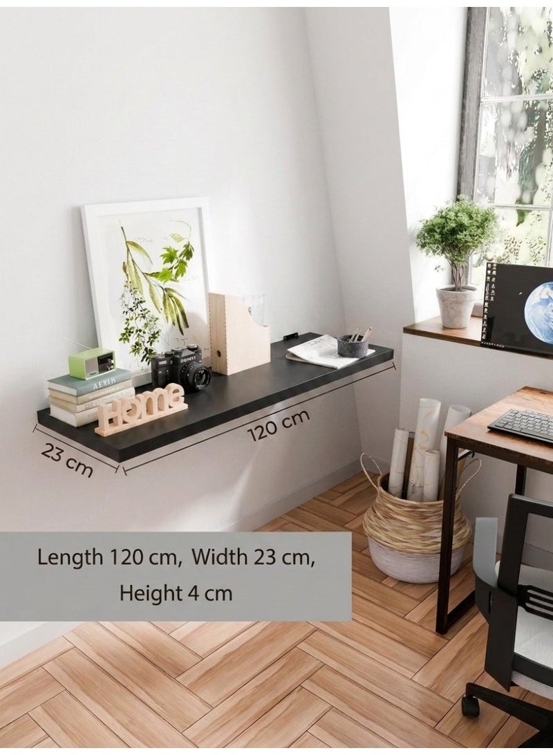 Living 120cm Black Floating Wall Storage Shelf | Straight Invisible Bracket Shelf | Practical Organizing Unit for Kitchen, Bathroom & Living Room - Image 2