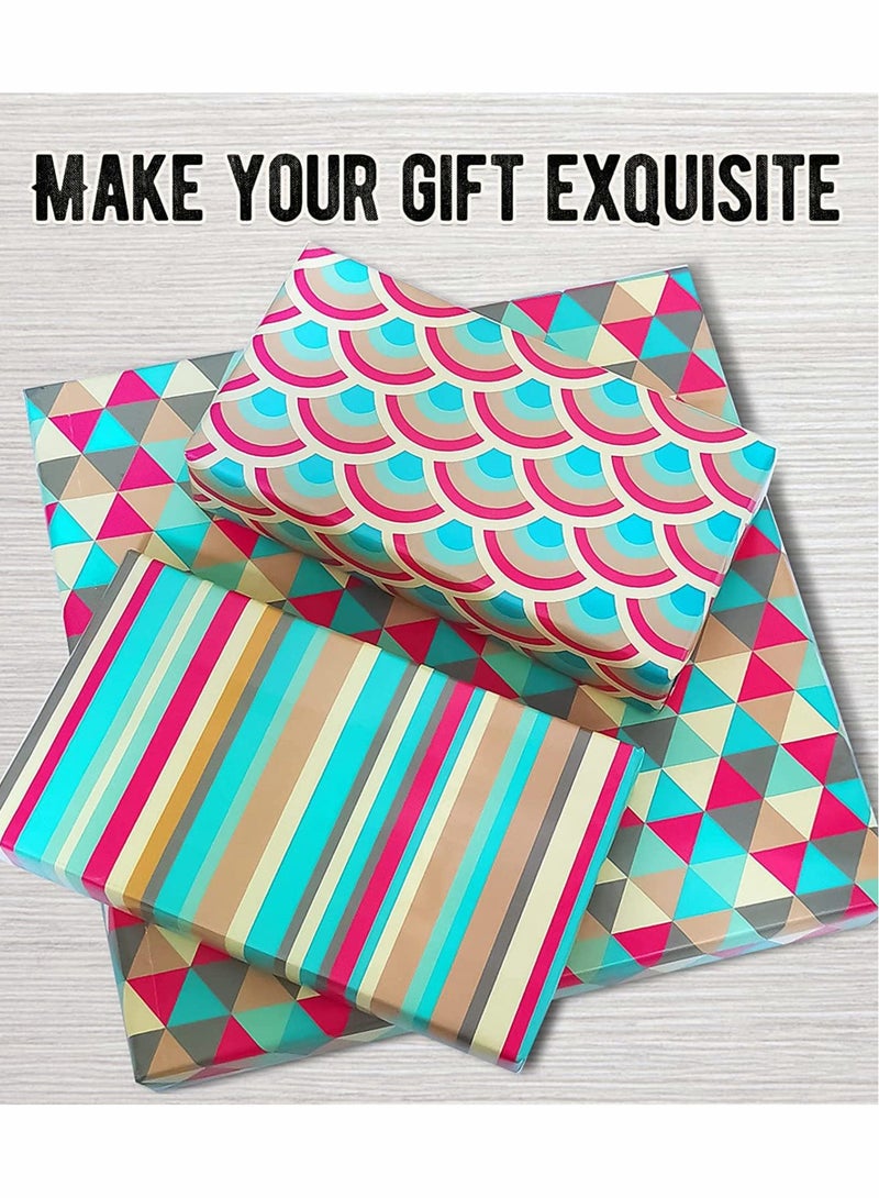 6 Pack Birthday Gift Wrapping Paper Set with Ribbon Stickers and Tape for All Occasions Weddings Graduations and More - Image 5