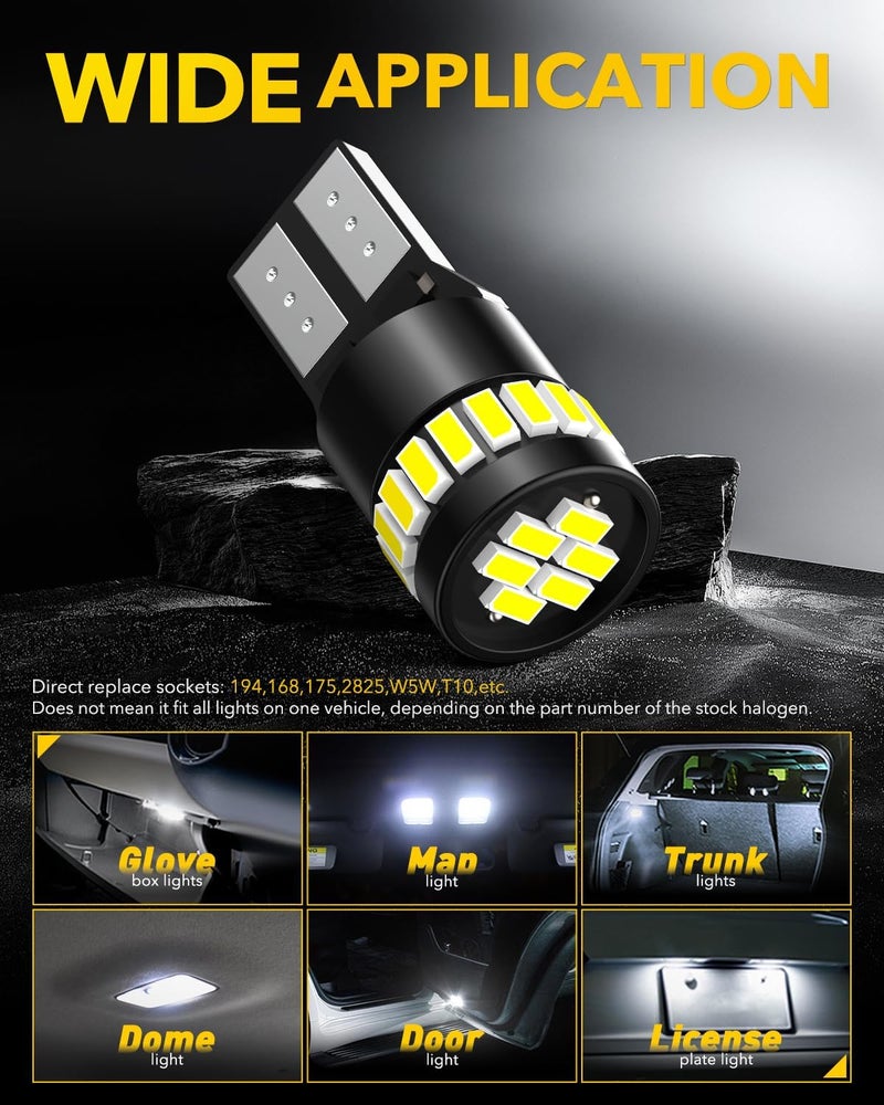 أوكسيتو مصباح أوكسيتو 194 LED أبيض 6000 كلفن خالٍ من أخطاء Canbus، 168 175 2825 W5W T10 بديل ضوء LED لإنارة داخل السيارة والخريطة والقبة والجذع وخارجية ورخصة الوقوف، عبوة من 2 - Image 4