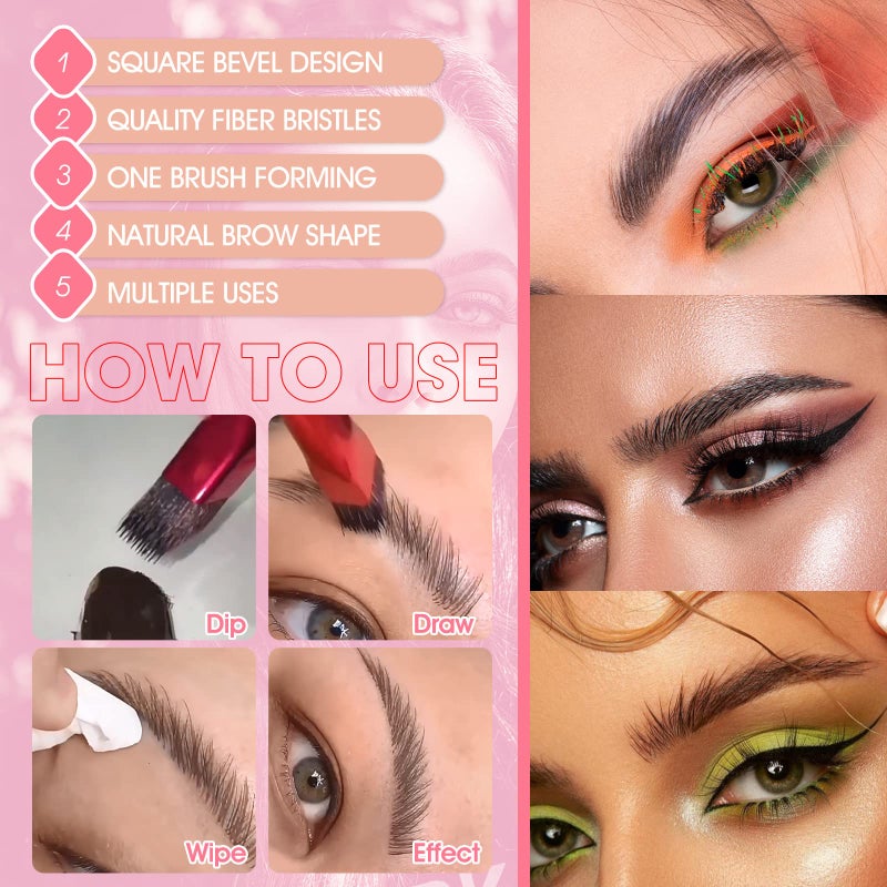 LSxia 2PCS Multi-function Eyebrow Brush Make Hair Like Strokes at All, Eye Brow Concealer Contour Brush, Professional Square Angled Eyebrow Brush for Eye Brow Makeup - Image 5