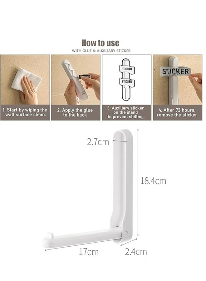 JIELI Hanger Organizers Plastic Foldable Hangers Storage Stand for Closet Laundry Space-Saving Holder Rack for Hanger Non Punching Balcony Clothes Hanger Hooks Organizing Storage Racks White - Image 2