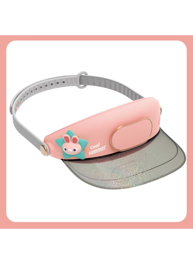 Summer Mini Fan Cute Pet Small Fan Bladeless USB Charging Hanging Neck Fan Portable Silent Fan-Color:Gl130 【star Rabbit】 Hat Fan - Image 1