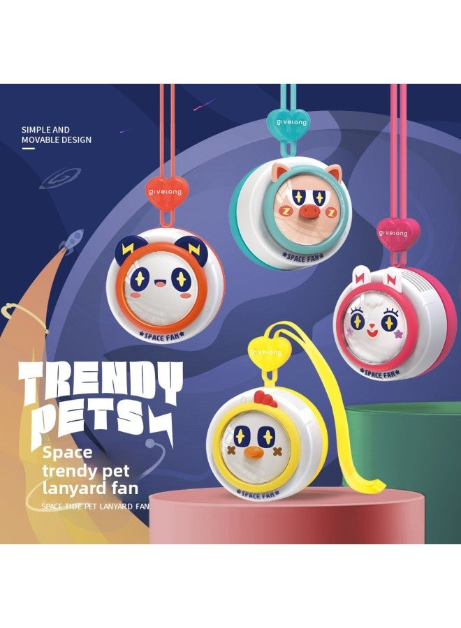Summer Mini Fan Cute Pet Small Fan Bladeless USB Charging Hanging Neck Fan Portable Silent Fan-Color:Gl130 【star Rabbit】 Hat Fan - Image 3
