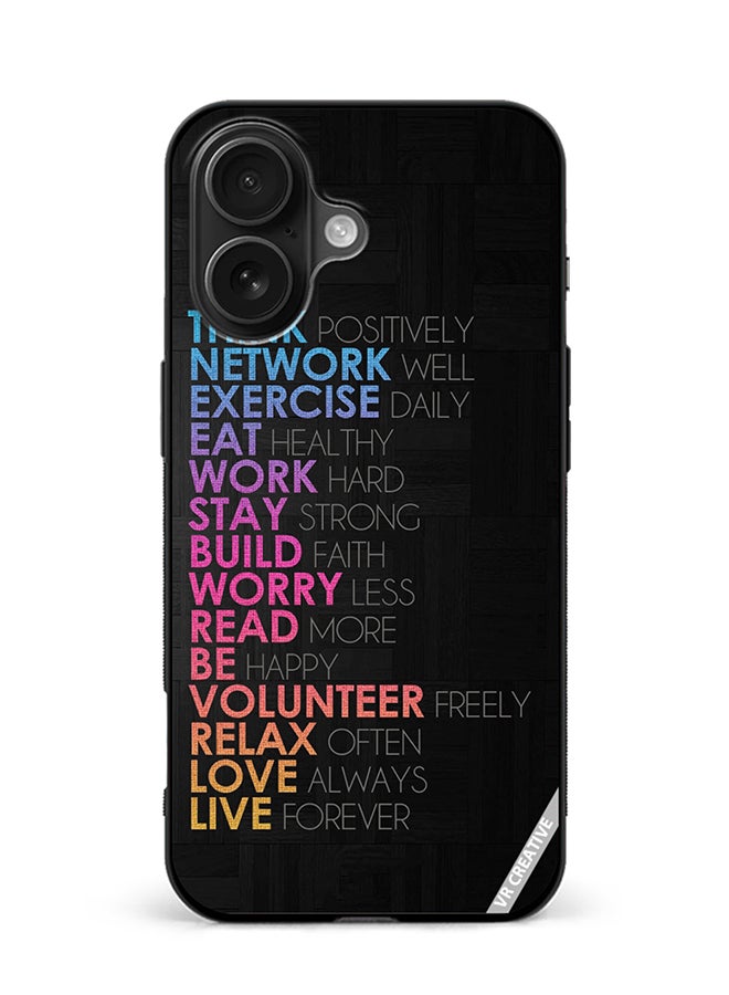 Protective Case Cover For Apple iPhone 16 Think Positively Network Well Design Multicolour