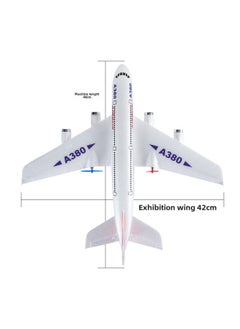 Fixed Wing Foam Aircraft HW30 Remote Control Aircraft A380 Airbus Two-channel Rear Push Dual Power Model Aircraft Glider-Color:White A380 Passenger Plane (with Light)-Specifications:English Color Box