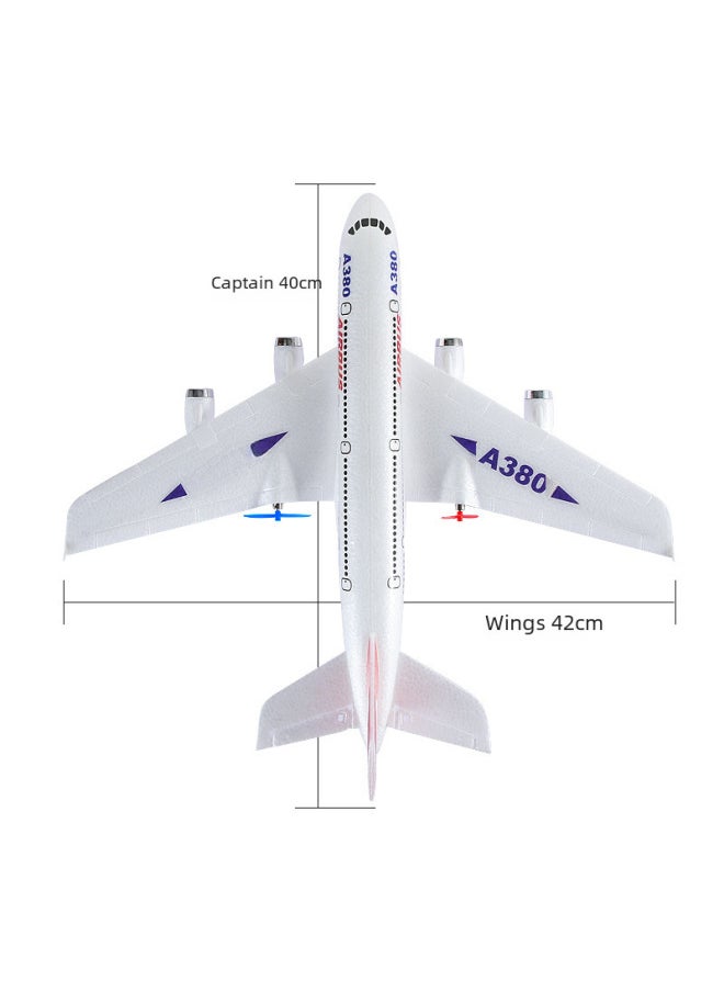 Generic - Fixed Wing Foam Aircraft HW30 Remote Control Aircraft A380 Airbus Two-channel Rear Push Dual Power Model Aircraft Glider-Color:White A380 Passenger Plane (with Light)-Specifications:English Color Box - Image 1