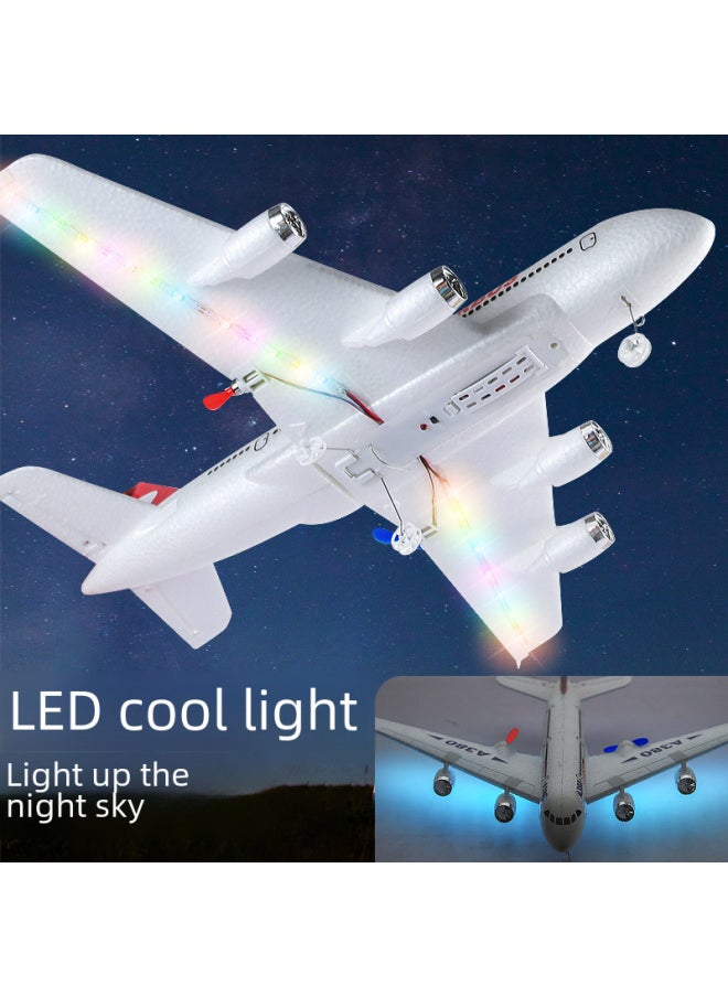 Generic - Fixed Wing Foam Aircraft HW30 Remote Control Aircraft A380 Airbus Two-channel Rear Push Dual Power Model Aircraft Glider-Color:White A380 Passenger Plane (with Light)-Specifications:English Color Box - Image 1