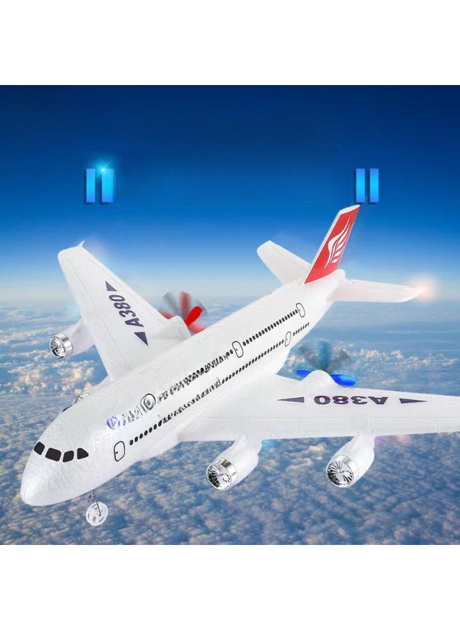 Generic - Fixed Wing Foam Aircraft HW30 Remote Control Aircraft A380 Airbus Two-channel Rear Push Dual Power Model Aircraft Glider-Color:White A380 Passenger Plane (with Light)-Specifications:English Color Box - Image 1