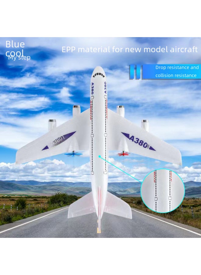 Generic - Fixed Wing Foam Aircraft HW30 Remote Control Aircraft A380 Airbus Two-channel Rear Push Dual Power Model Aircraft Glider-Color:White A380 Passenger Plane (with Light)-Specifications:English Color Box - Image 1