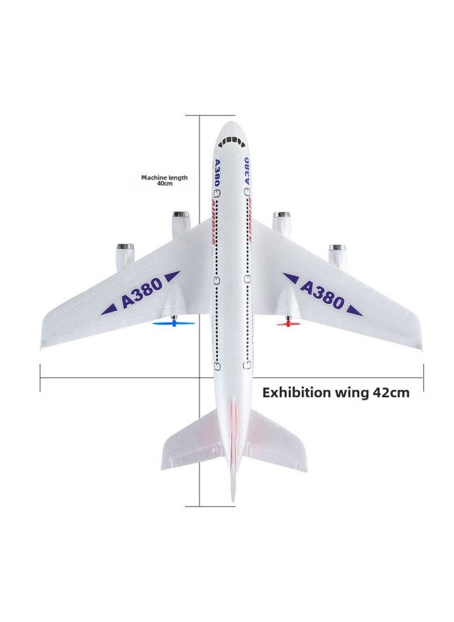 null - Fixed Wing Foam Aircraft HW30 Remote Control Aircraft A380 Airbus Two-channel Rear Push Dual Power Model Aircraft Glider-Color:White A380 Passenger Plane (with Light)-Specifications:English Color Box - Image 1