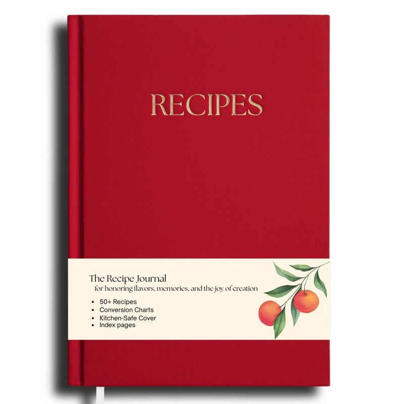 Paperell Recipe Book - Blank Recipe Book - Premium Water-Resistant Fabric Hard-Cover Recipe Journal - Recipe Notebook - Keepsake Gift for Mom - Red - Image 1
