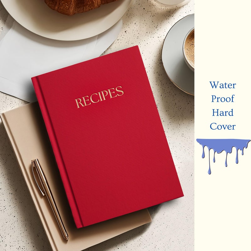Paperell Recipe Book - Blank Recipe Book - Premium Water-Resistant Fabric Hard-Cover Recipe Journal - Recipe Notebook - Keepsake Gift for Mom - Red - Image 2