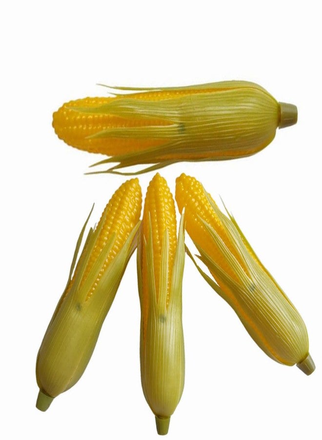 Jilukibo Plastic Artificial Corn, Lifelike Corn Simulation Fake Corns with Green Shell Vegetable Decorations Photo Props (4 Pack) - Image 1