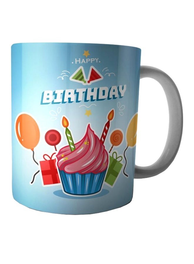 Happy Birthday Printed Coffee Mug Blue/Pink/White