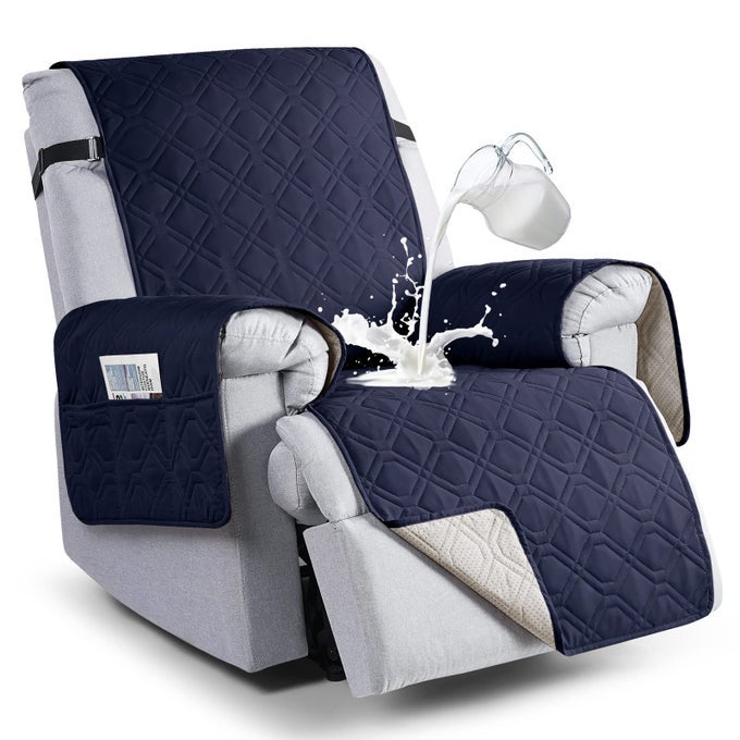100 WATERPROOF RECLINER CHAIR COVERS RECLINER COVER NONSLIP DOG CHAIR COVER FURNITURE PROTECTOR WASHABLE SLIPCOVER WITH POCKET ELASTIC STRAPS FOR PETS DOGSDARK BLUE 236