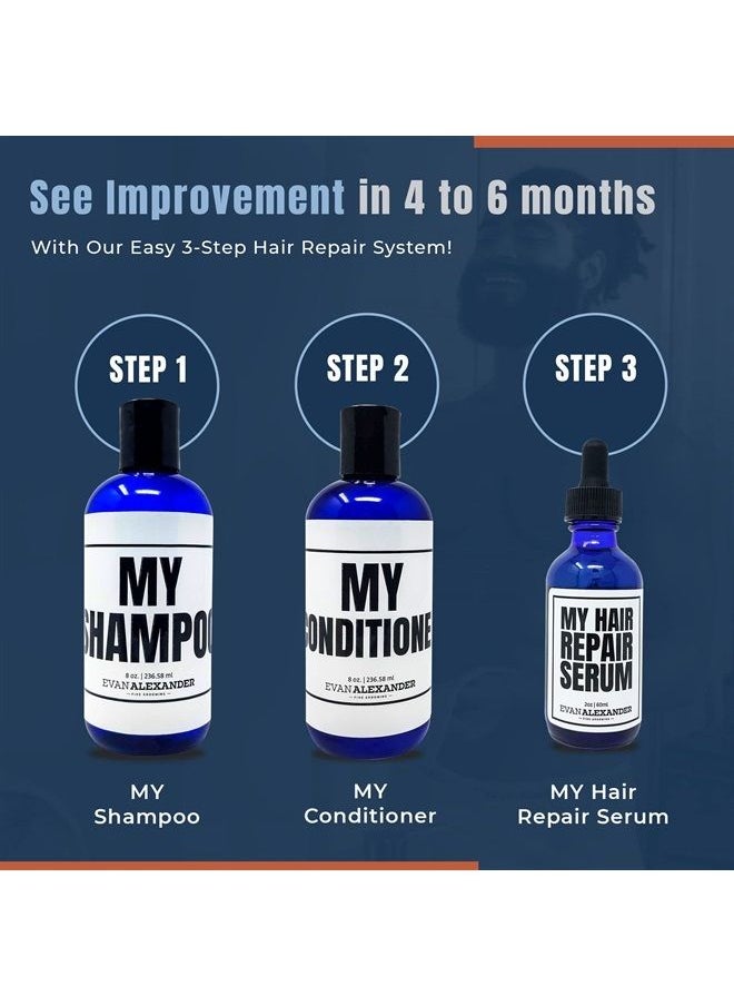 Evan Alexander Fine Grooming - Evan Alexander Grooming MY Hair Repair System for Men - Supports Hair Growth and Nourishes the Scalp - Shampoo, Conditioner, and Hair Growth Oil and Follicle Booster Set - Image 1