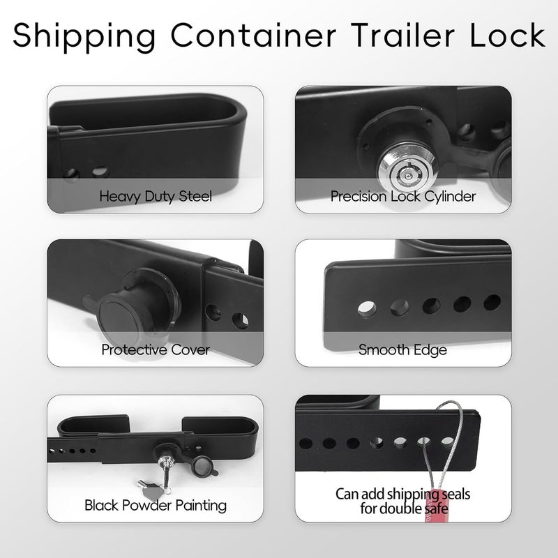 Quality Life Heavy Duty Steel Shipping Container Lock with 2 Keys - Black - Image 5