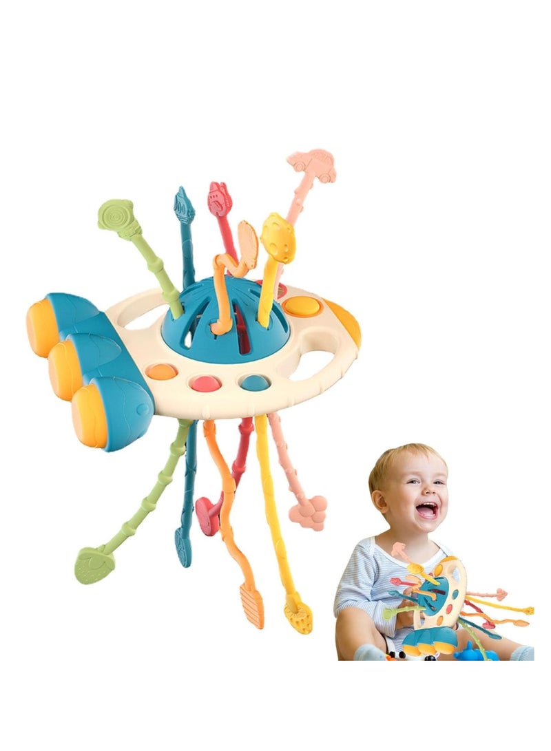 Safe Teething Toys, Montessori Toys with Bright Colors and Unique Shape, Early Development Activity Pull String Toys, Baby Travel Toys, Fine Motor Skill Toys for Toddlers  - Image 1