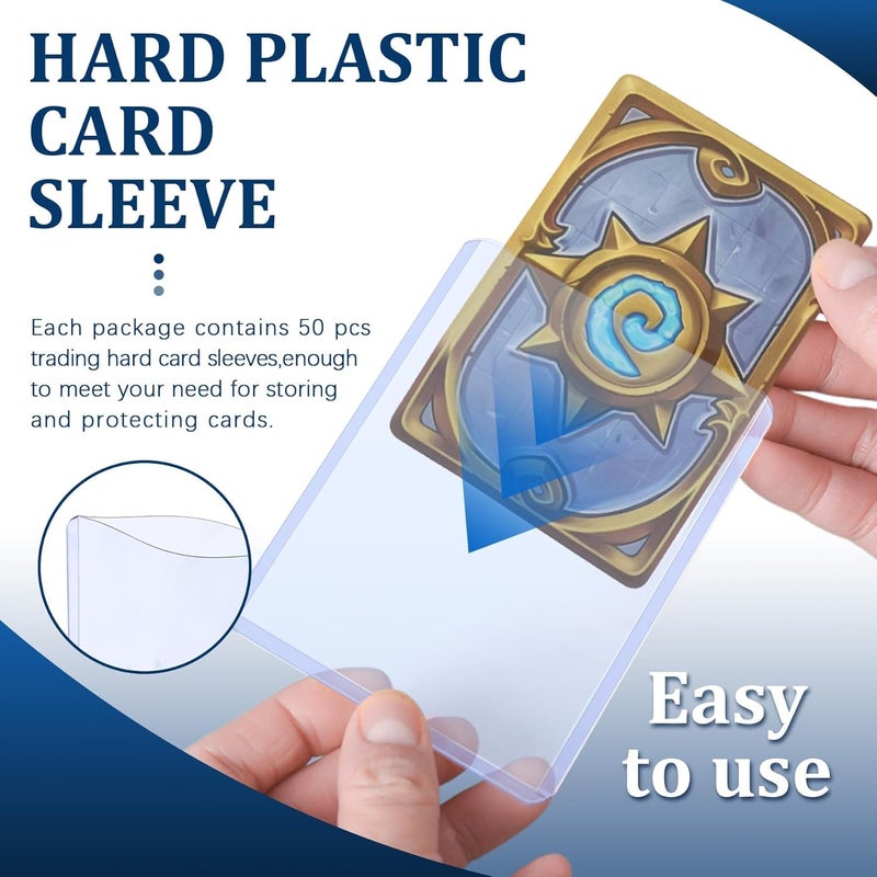 KASTWAVE 50-Pack 55pt Top Load Card Sleeves, Hard Plastic Trading Card Protectors 3"x4", Fits Baseball Football Game MTG Collectible Cards, Durable Transparent Storage - Image 4
