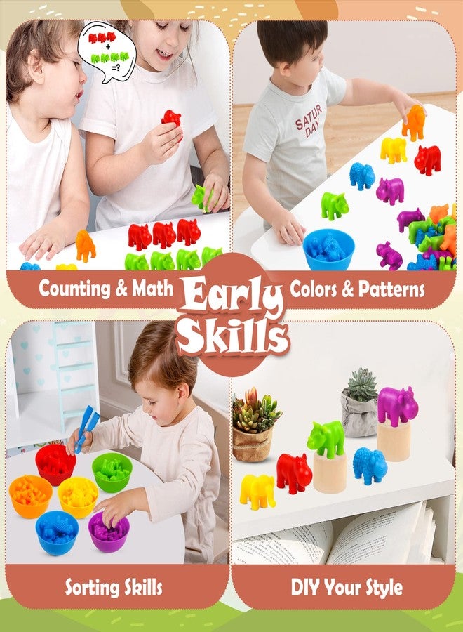 GKDOMS Counting Animals Toys Matching Game with Sorting Bowls Preschool Learning Activities Montessori Sensory Toy for Math Color Sorting, Party Favors Birthday Valentine's Gifts for Toddlers - Image 4