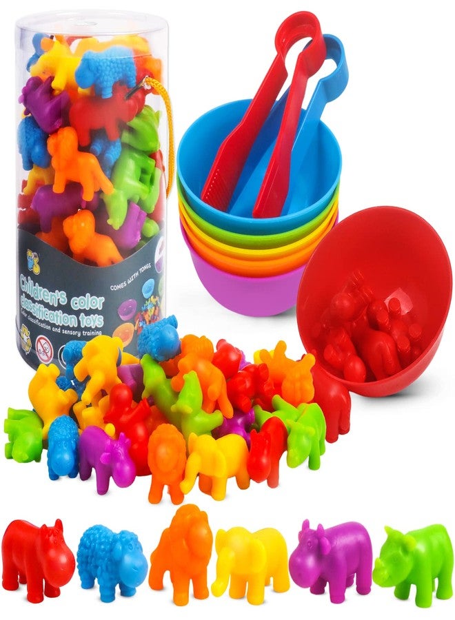 GKDOMS Counting Animals Toys Matching Game with Sorting Bowls Preschool Learning Activities Montessori Sensory Toy for Math Color Sorting, Party Favors Birthday Valentine's Gifts for Toddlers - Image 1
