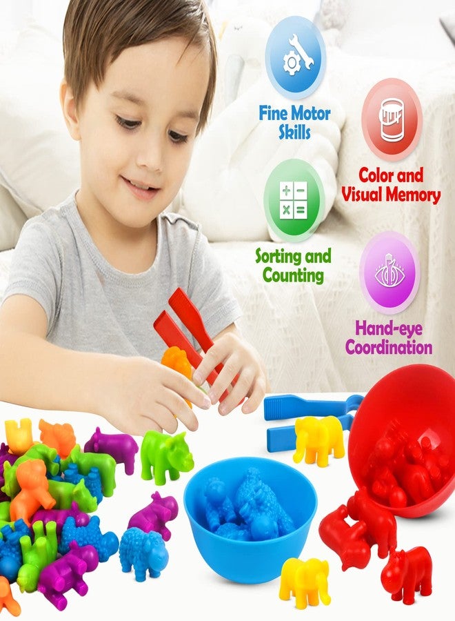 GKDOMS Counting Animals Toys Matching Game with Sorting Bowls Preschool Learning Activities Montessori Sensory Toy for Math Color Sorting, Party Favors Birthday Valentine's Gifts for Toddlers - Image 5